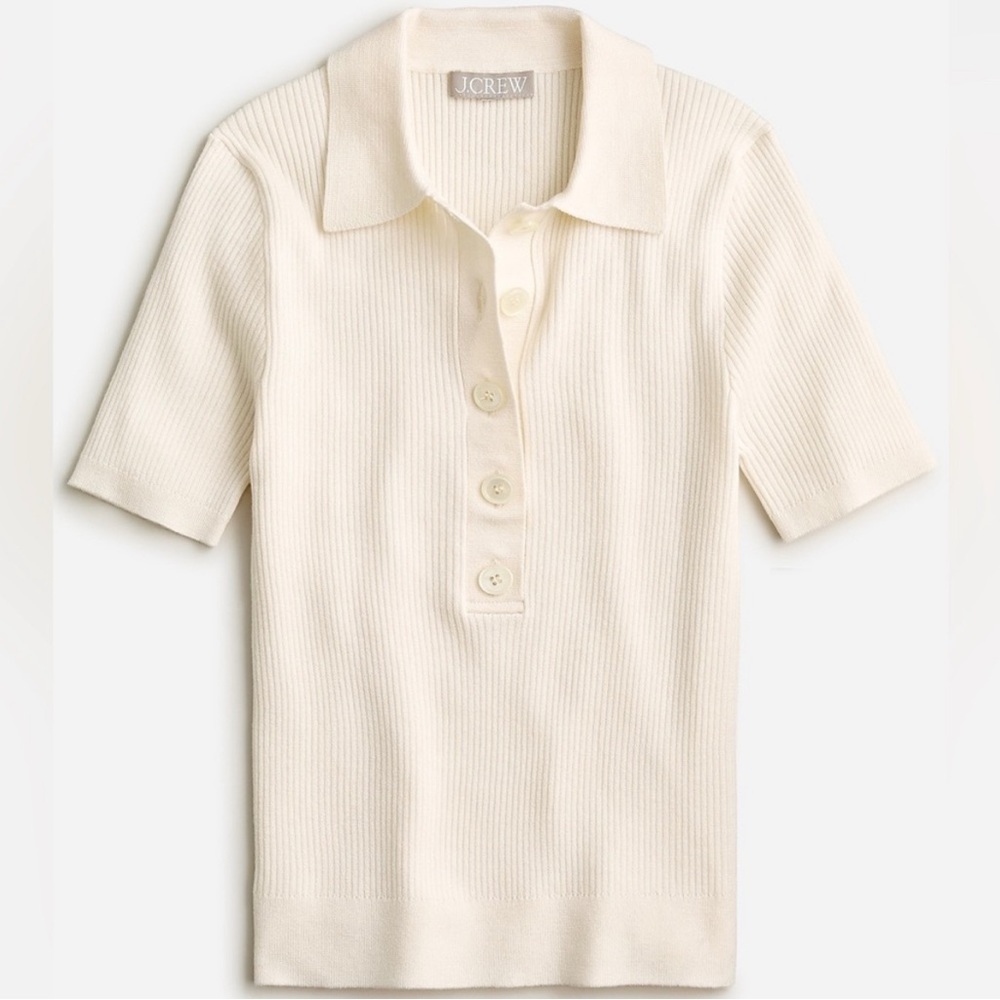 J. Crew Ivory Ribbed Polo